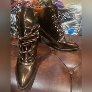 Stuart Weitzman X Gigi Hadid Copper Heeled Boots